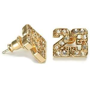   Plated CZ Michael Jordan Number 23 NBA Stud Earrings 