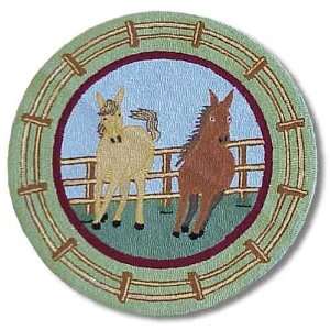  ZG Applique II Theme Western Horse round area rugs 36 Dia 