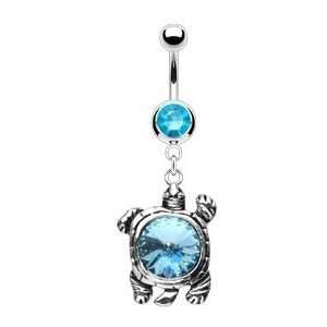 Body Accentz™ Belly Button Ring Navel Solitaire Turtle Body Jewelry 