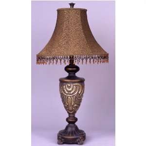 Living Well 4100 Bronze Table Lamp with Bronze Fabric Beaded Shade