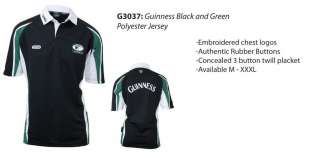 Official Guinness Black and Green Guinness Mesh Short Sleeve Rugby 