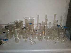 Large Assortment of Lab Glass from Beakers Test Tubes Flasks Storage 
