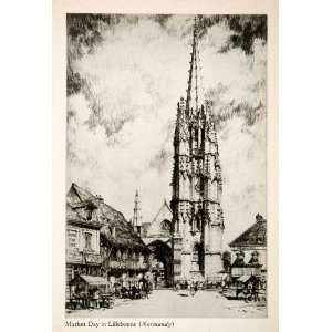 1944 Photogravure Chamberlain Marketplace Lillebonne 