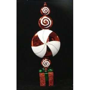  25 Peppermint Twist Glittered Present Candy Table Top 