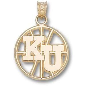  University of Kansas Pierced Basketball Pendant (Gold 