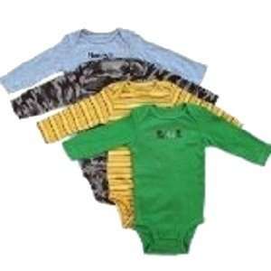 Carters Boys Little Layette 4 pack L/S Cotton Knit Bodysuits Camo 