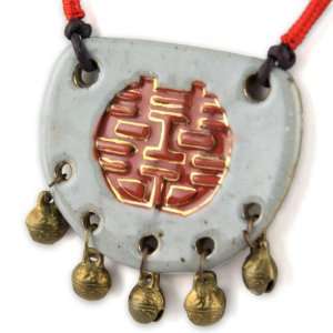   Bell Charms   Gray Musk Hand Made Large Disque Ceramic Pendant   Dark
