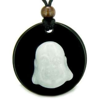 Amulet Happy Laughing Buddha Medallion in Black Onyx and 