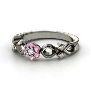 Corsage Ring, Platinum Ring with Diamond & Pink Tourmaline 