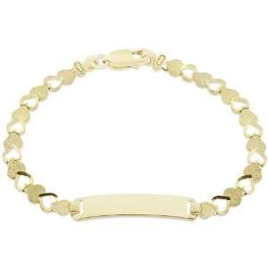   Gold, Heart Links ID Kids Children Bracelet 5.5mm Wide Jewelry