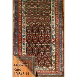  3x10 Hand Knotted Kurd Kurdistan Rug   311x108