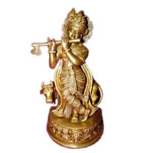  Krishna Statue Fluting Meditation Idol Brass Sculpture 