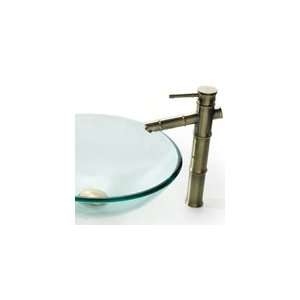  Kraus Clear Glass Vessel Sink 12mm and Bamboo Faucet