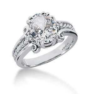  3.05 Ct Diamond Diamond Ring Engagement Oval cut 14k White 