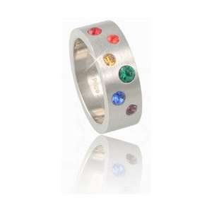  Stainless Steel Multi Sized Rainbow Gem Ring Jewelry