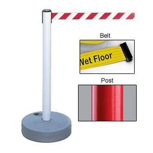  Outdoor Post Red   Yellow Belt Caution Wet Floor 