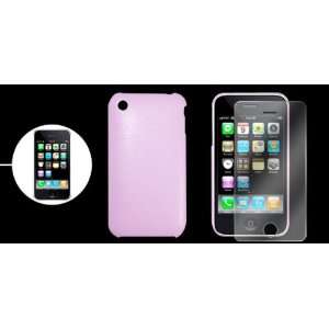   Pink Textured Hard Back Case + Screen Guard for iPhone 3G Electronics