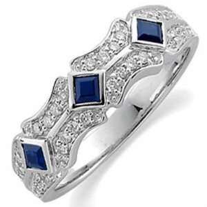   Blue Sapphire and Diamond Anniversary Band Jewelry Days Jewelry