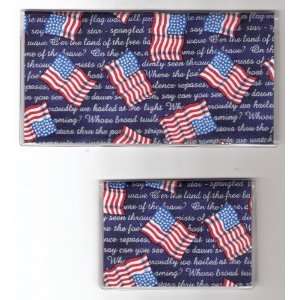    Checkbook Cover Debit Set Patriotic USA Flag Words 
