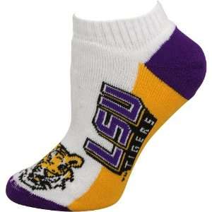  LSU Tigers Womens Logo & Name Ankle Socks   White Sports 