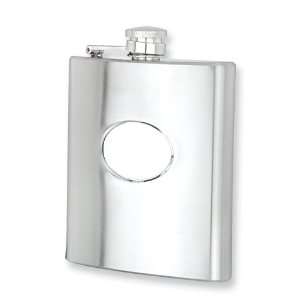    Polished and Brushed Stainless Steel 6oz Hip Flask Jewelry
