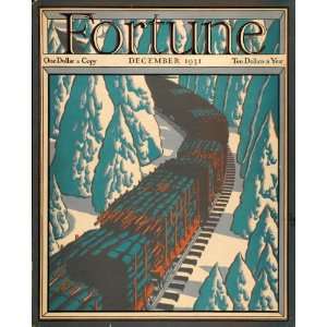  1931 December Fortune Cover Christmas Tree Train Baker 