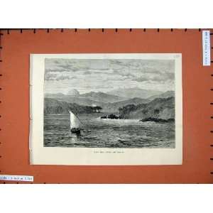 1880 AdamS Peak Ceylon Mountains Yacht Boat Fine Art  