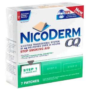  NicoDerm CQ Stop Smoking Aid, 21 mg, Patch, Step 1, 1 Week 