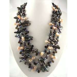   Crystal 10mm Black Freshwater Pearl Necklace J014
