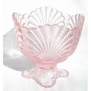  Pink Glass Shell Footed Spooner 