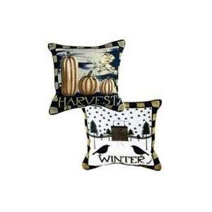  Fall & Winter Two Sided Folk Art Decorative Accent Throw 