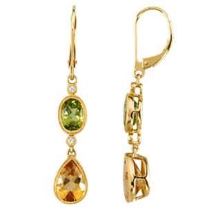    Drop Earrings   14K Yellow Gold   Peridot & Citrine Jewelry