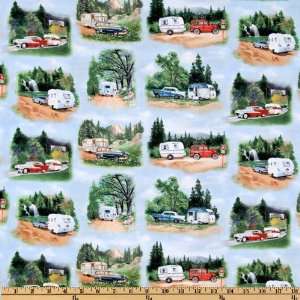  44 Wide Vintage Trailers Camp Park Green Fabric By The 
