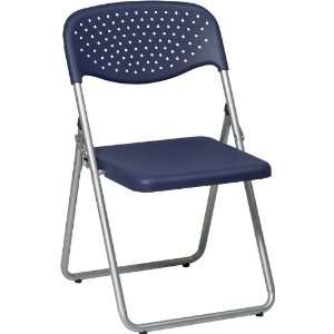 Office Star Products Folding Chair with Blue Plastic Seat and Back and 