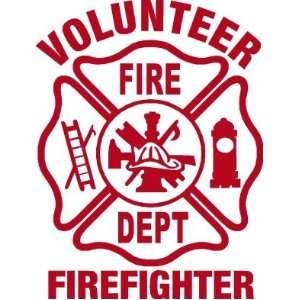 Firefighter Sticker   4 X 4 Volunteer Firefighter Maltese Cross 