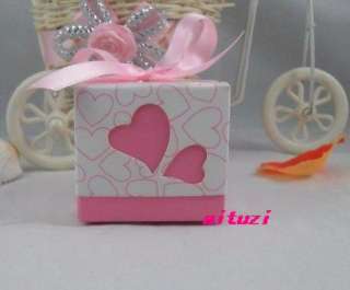 100pcs Heart Love Wedding Favor Party Boxes box Pink  