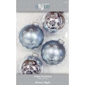 Ty Pennington 4ct 67mm Winters Night Decorated Glass Ornaments   Blue 