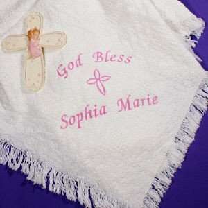 Personalized Baptism Baby Girl Afghan