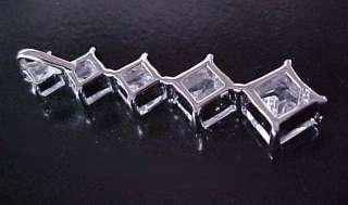   PRINCESS cuts Signity cz Earrings & Pendant Journey Set Rhodium Silver