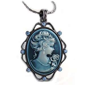  Blue Cameo Necklace n605 