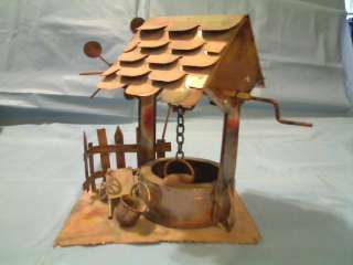VINTAGE COPPER WISHING WELL MUSIC BOX WITH MOVING PAIL  