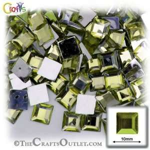   Square 10mm   flatback Olive Green EGR Arts, Crafts & Sewing