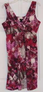 ANN TAYLOR~Womans White/Gray/Pinks Sleeveless Knit Dress~Size LARGE 