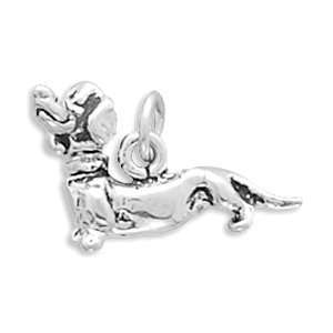   Silver Dachshund with Movable Head Charm with 18 Steel Chain Jewelry