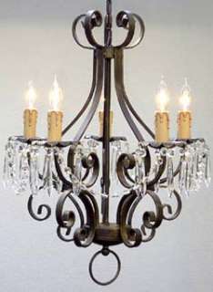 WROUGHT IRON CHANDELIER LIGHTING COUNTRY FRENCH CRYSTAL  