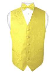   Yellow Paisley Design Dress Vest and BOWTie Set for Suit or Tuxedo