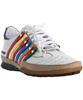 Dsquared2 white leather rainbow stripe detailed sneakers   up 