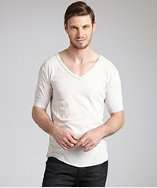 Paul Smith light grey cotton v neck pocket t shirt style# 318950601