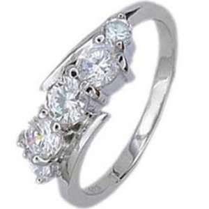   Ring With Three Round Cubic Zirconias in Shared Prong Setting Jewelry