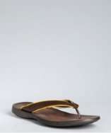 Hogan brown leather contrast trim thong sandals style# 318264301